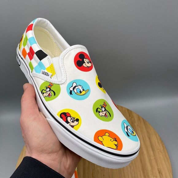 Vans Shoes Mens 10 Disney 50th Anniversary Mickey & Friends Slip-O White Sneaker - Picture 1 of 16